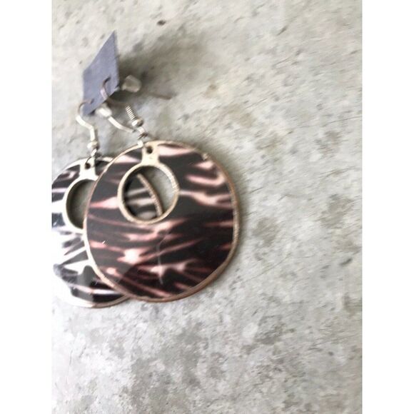 Circular Shell Large Circle Dangle Beach Earrings - Picture 2 of 10